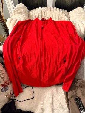 Red Zip-Front Women's Cardigan Sweater